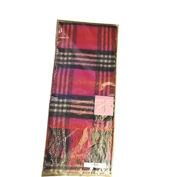 KATE SPADE WOOL PLAID SCARF FOLIAGE WOVEN NEW! - Picture 4 of 4